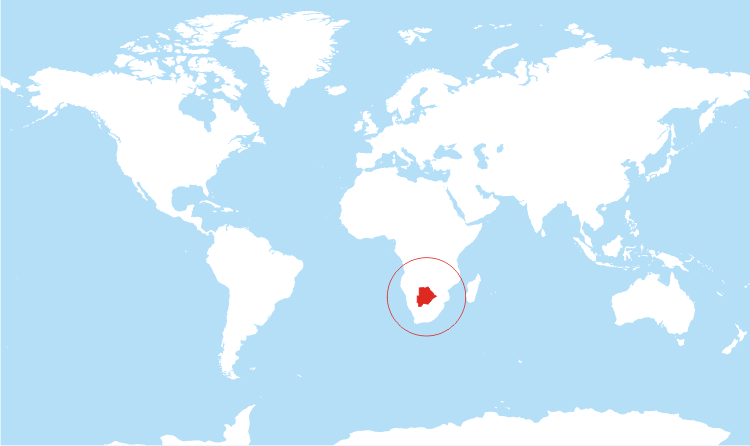 World map Botswana highlighted
