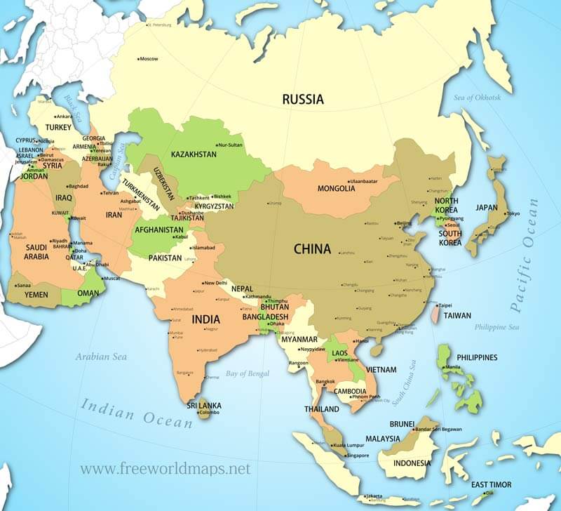Asia political map 