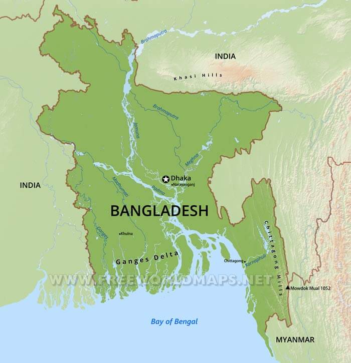 Bangladesh Physical Map