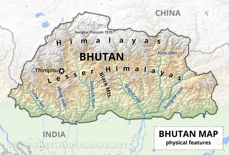 Bhutan Physical Map