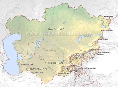 Central Asia peaks and mountains