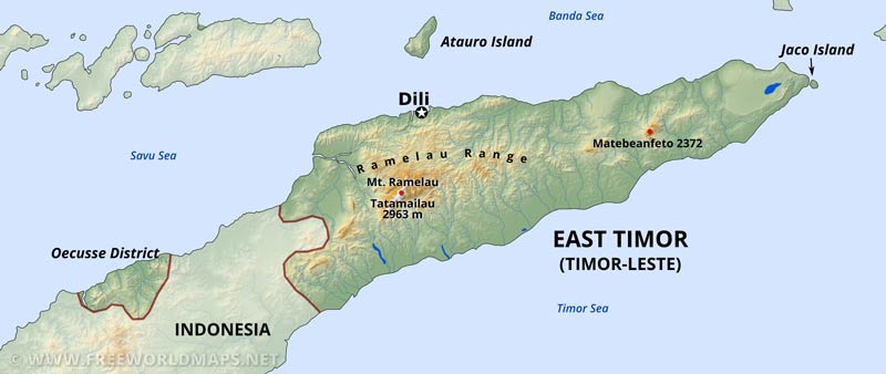 East Timor Physical Map East Timor Physical Map