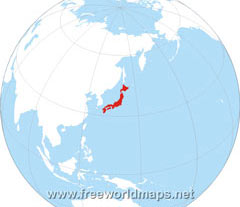 Japan globe map