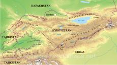 Physical map of Kyrgyzstan