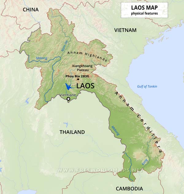 Laos Physical Map