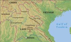 Physical map of Laos