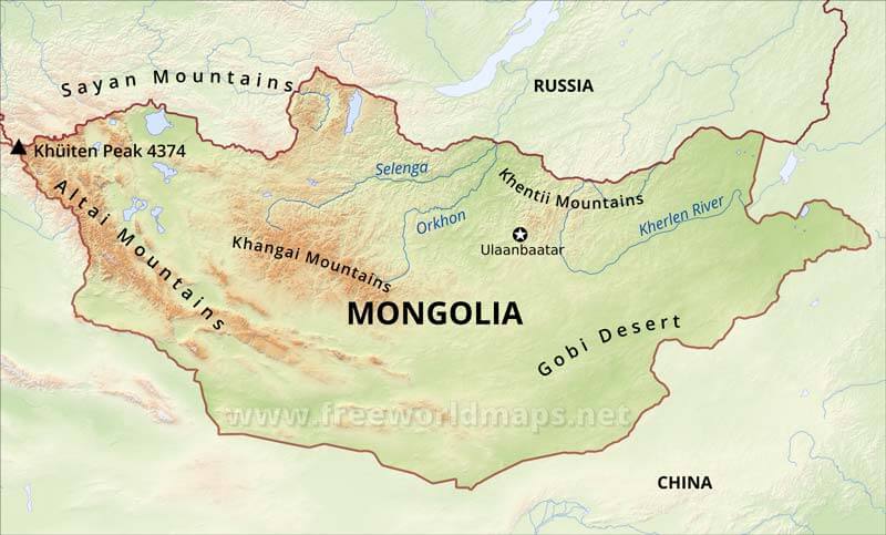 Mongolia Physical Map
