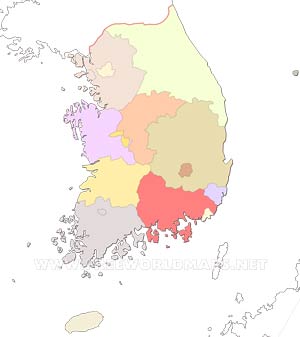 South Korea blank map HD
