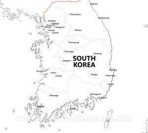 South Korea outline map A4