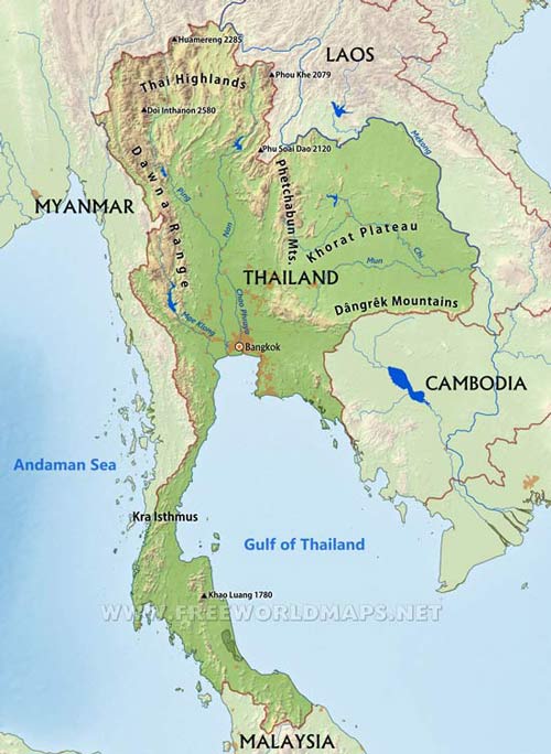 Thailand Physical Map