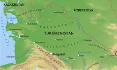 Physical map of Turkmenistan