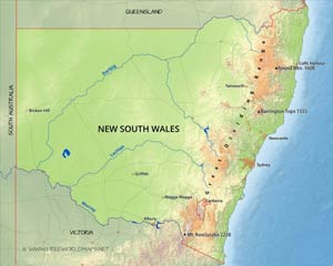 New South Wales physical map