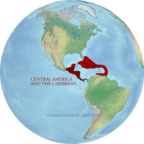 Caribbean location globe