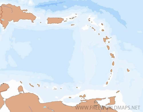 Lesser Antilles blank map