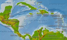 Central America physical map Central America physical map