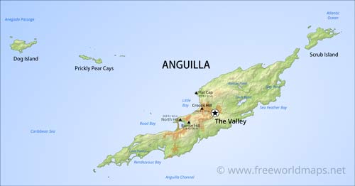 Physical map of Anguilla