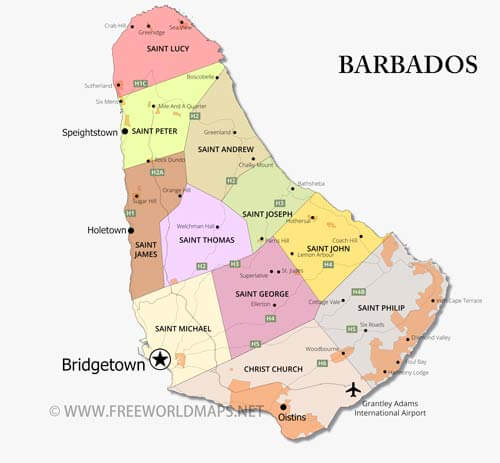 Political map of Barbados