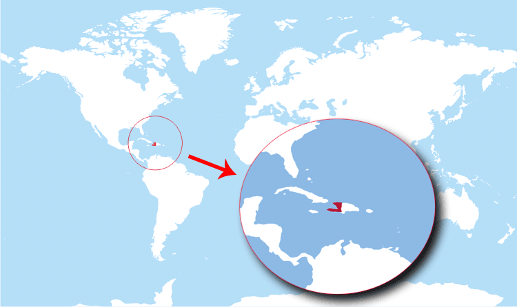 World map Haiti highlighted