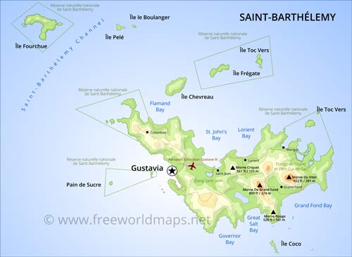 Physical map of Saint Barthélemy