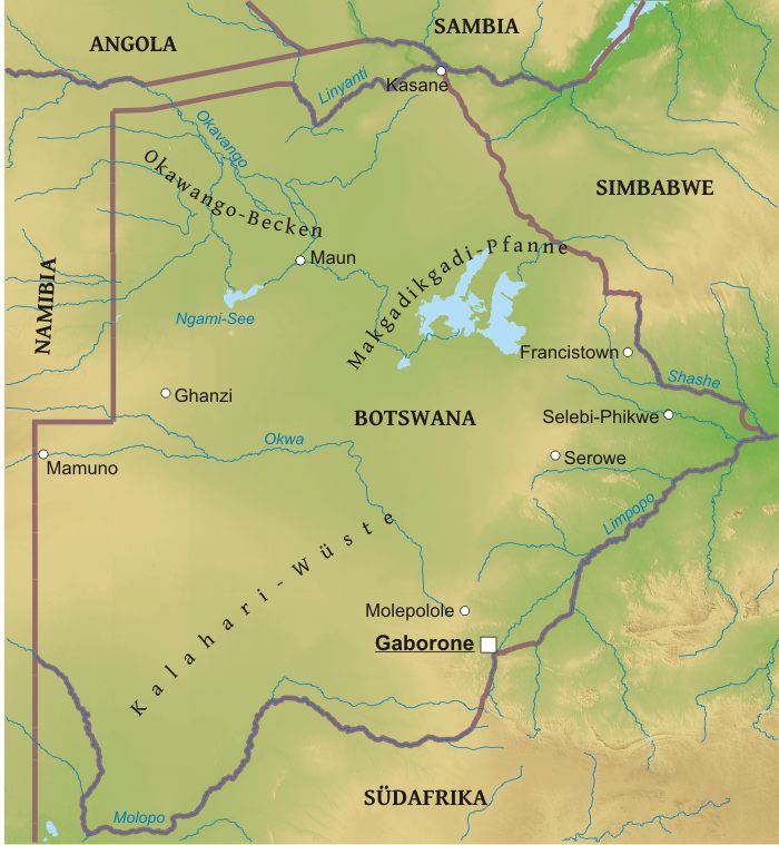 Botsuana Geographische Karte