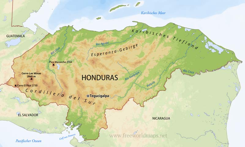 Honduras Geographische Karte