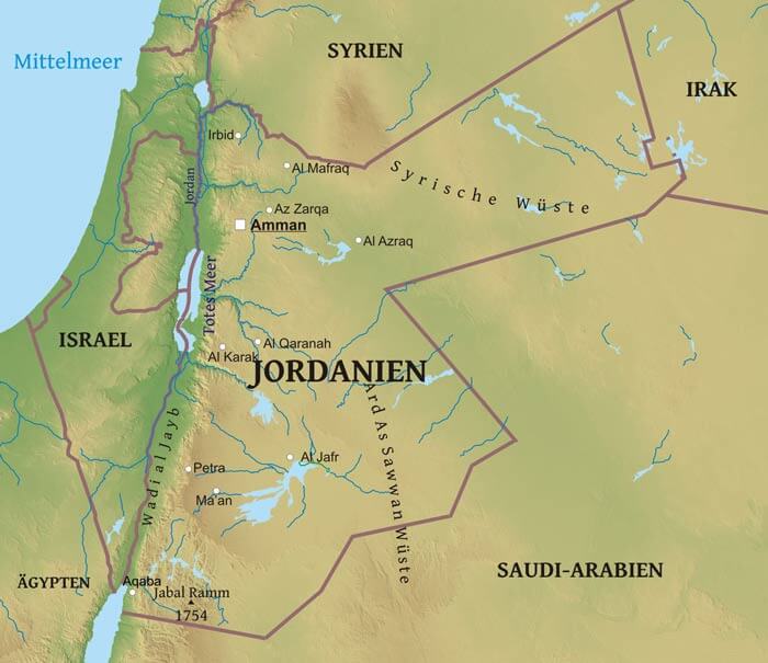 Jordanien Geographische Karte