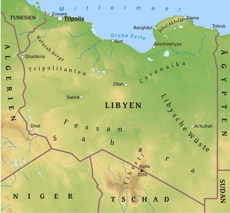 Libyen Geographische Karte
