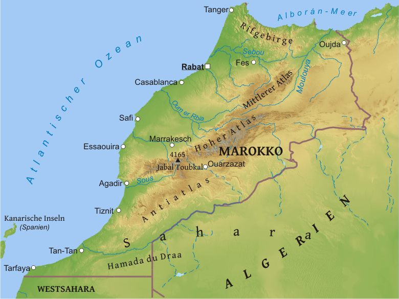 Marokko Geographische Karte