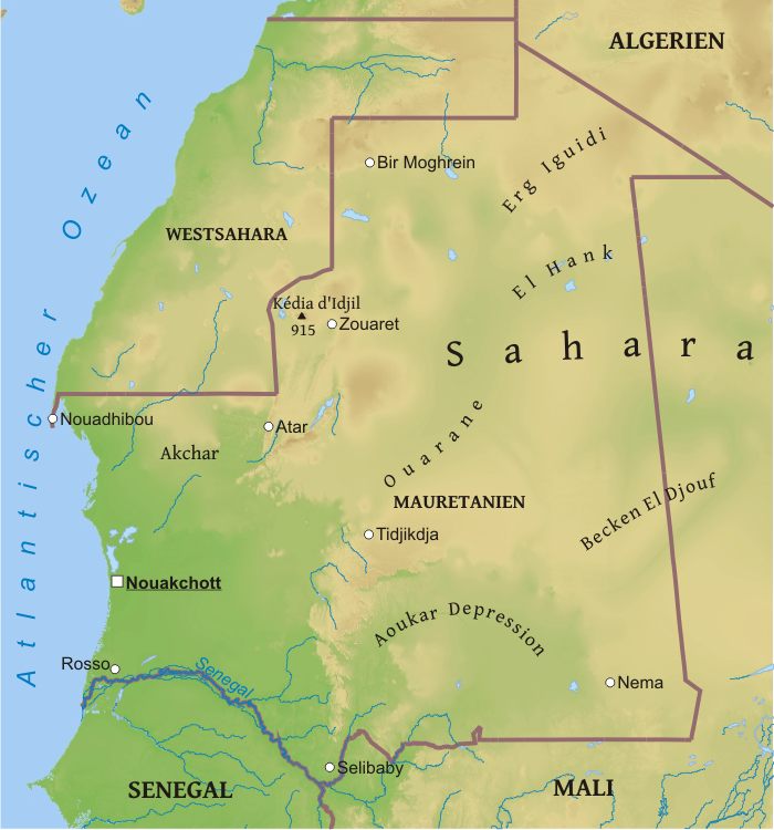 Mauretanien Geographische Karte