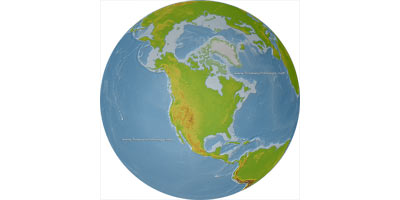 North America globe map