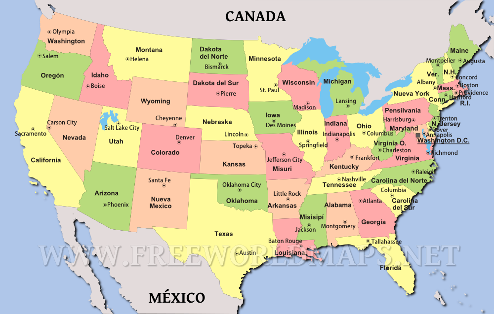 mapa estados unidos politico