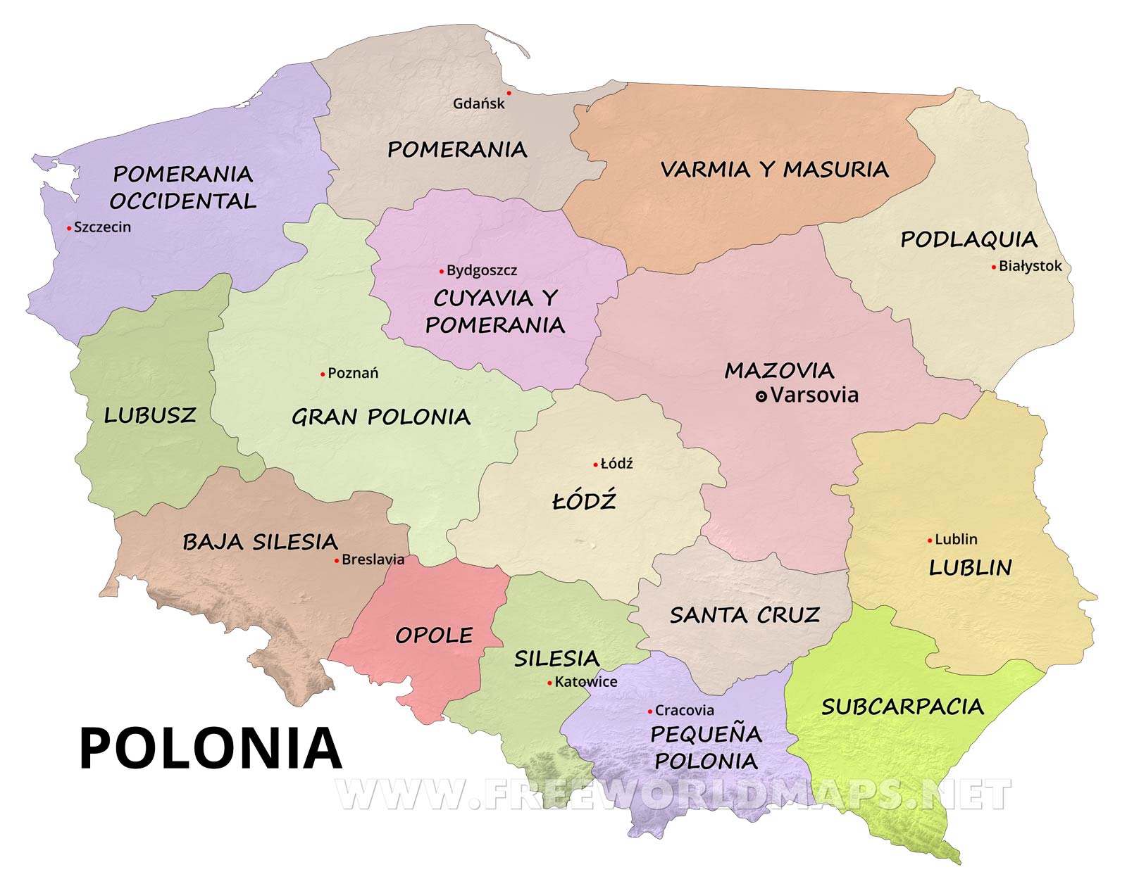 Resultado de imagen de polonia mapa