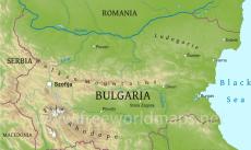 Physical map of Bulgaria