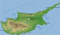 Physical map of Cyprus Physical map of Cyprus