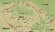 Physical map of Czechia