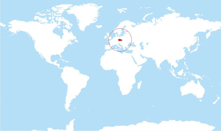 World map Czechia highlighted
