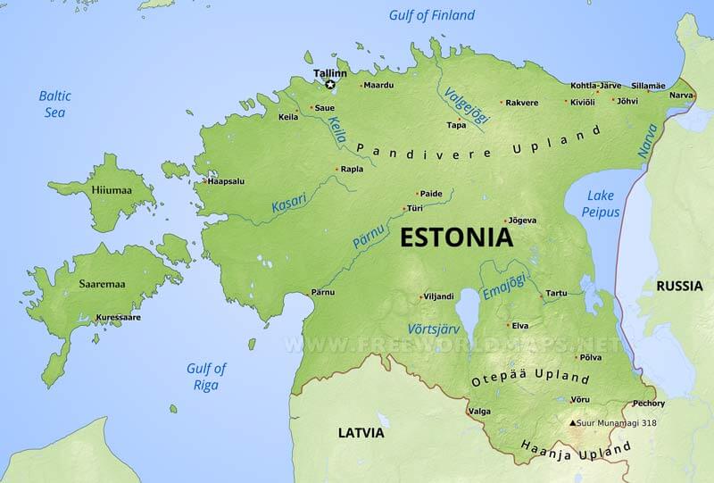 Estonia Physical Map