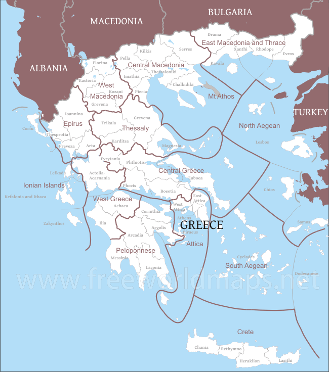 Greece Political Map Greece Political Map
