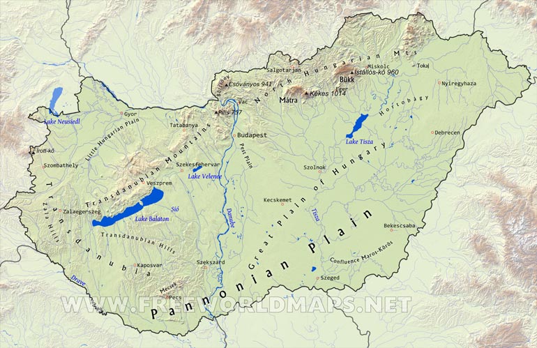 Hungary Physical Map