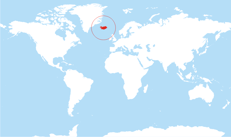 Where is Iceland located on the World map?