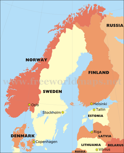Scandinavia political map