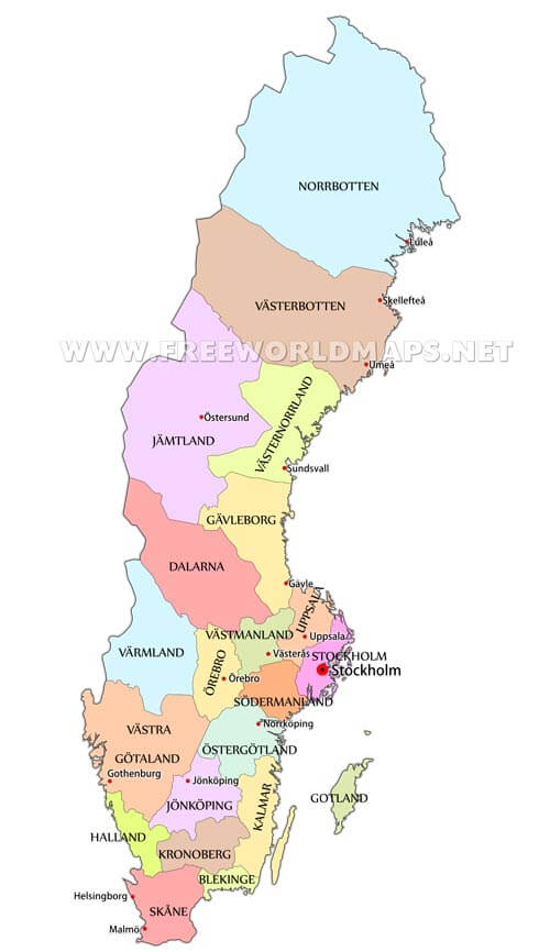 Sweden Political Map Sweden Political Map