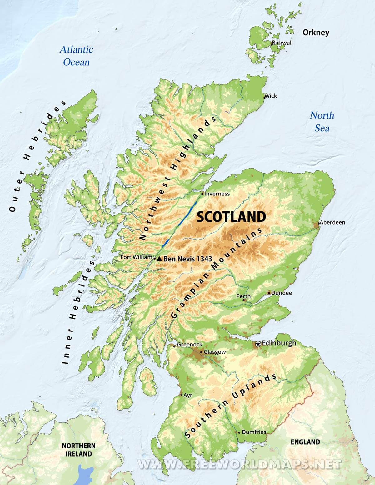 Scotland Physical Map