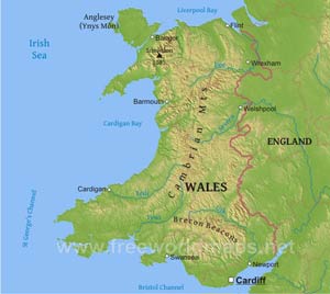 Wales Physical Map