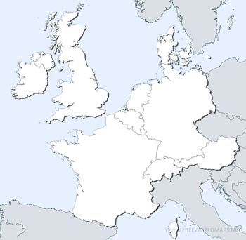 Western Europe blank map