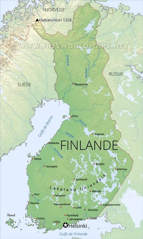 Carte de la Finlande