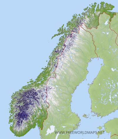 Carte muette Norvège physique