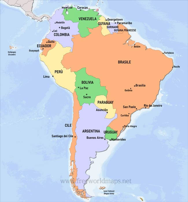Mappa politica del Sud America