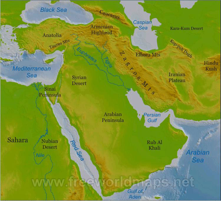 Middle East Physical Map Middle East Physical Map