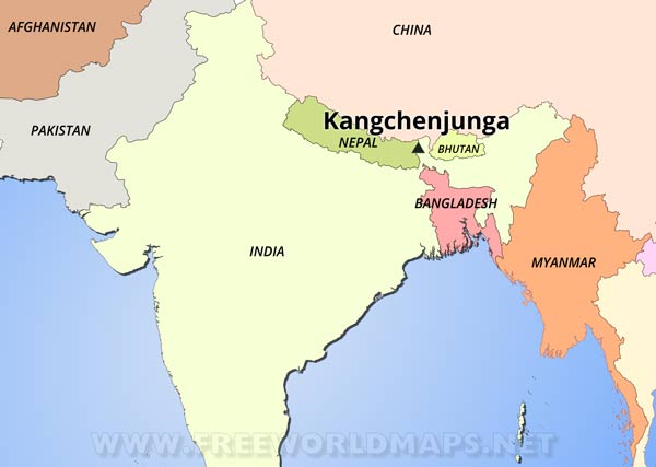 Where is Kangchenjunga in South Asia?
